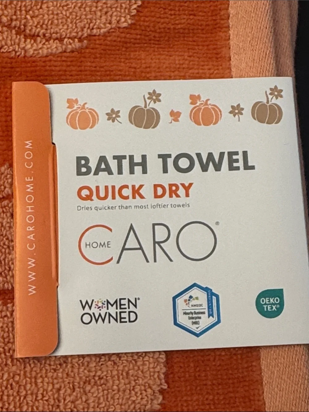 4pc CARO HOME Pumpkin Pattern Orange Bath & Hand Towel Set - Fall - Holiday